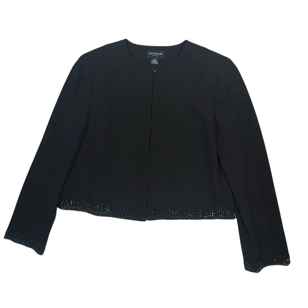 Ann Taylor Beaded Black Formal Dress Jacket Women's 8P